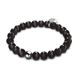 Schwarzer Zobel | 925er Sterlingsilber | Cheshire-Glas-Armband