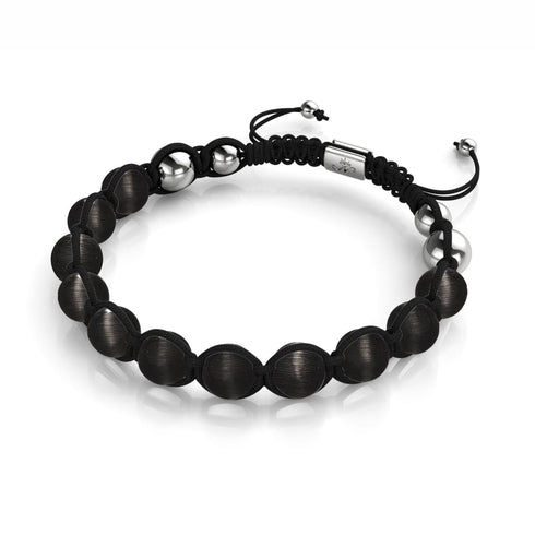 Schwarzer Zobel | Silber | Charmballa-Armband aus Cheshire-Glas