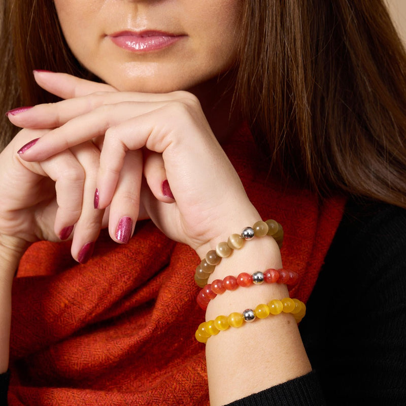 Karamell-Sphinx | 925er Sterlingsilber | Cheshire-Glas-Armband