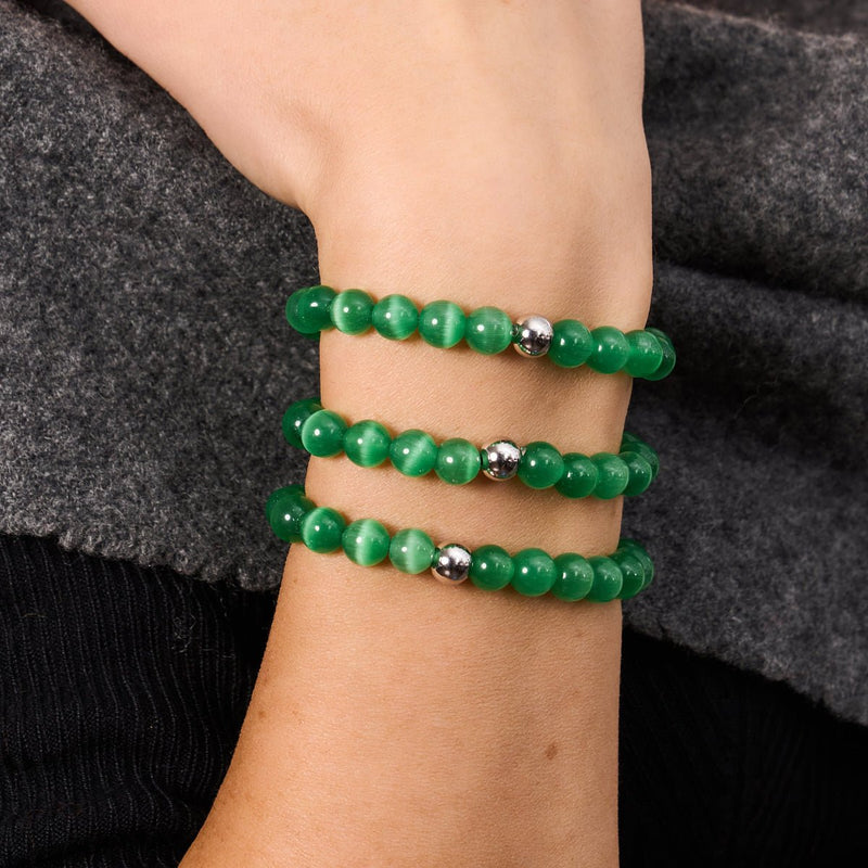 Raupe | 925er Sterlingsilber | Cheshire-Glasarmband