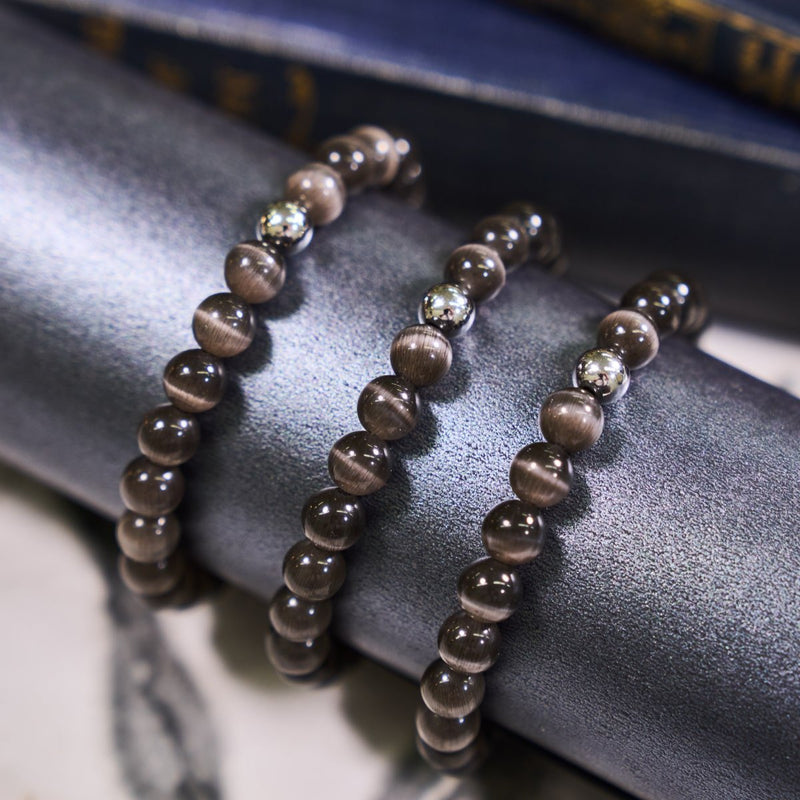 Anthrazit | 925er Sterlingsilber | Cheshire-Glasarmband