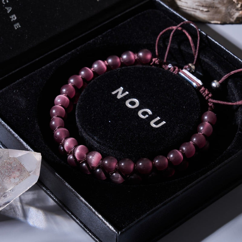 Kastanie | Silber | Cheshire Glas Doppel Makramee Armband