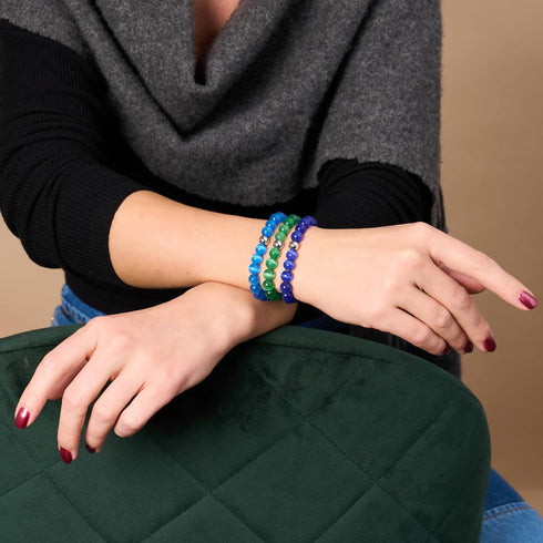 Mitternachtswache | 925er Sterlingsilber | Cheshire-Glasarmband