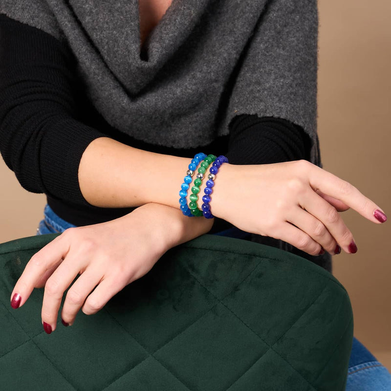 Mitternachtswache | 925er Sterlingsilber | Cheshire-Glasarmband