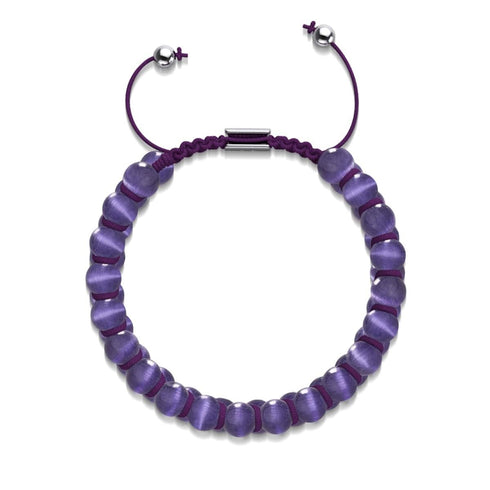 Lila | Silber | Cheshire Glas Doppel Makramee Armband