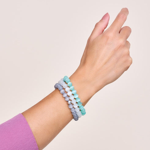 Blaugrün | 925er Sterlingsilber | Cheshire-Glas-Armband