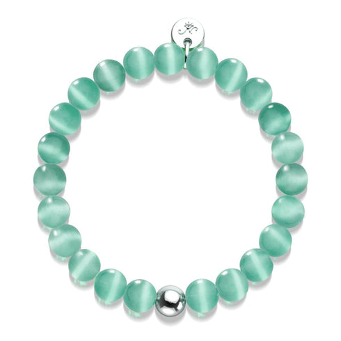 Blaugrün | 925er Sterlingsilber | Cheshire-Glas-Armband