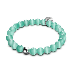 Blaugrün | 925er Sterlingsilber | Cheshire-Glas-Armband