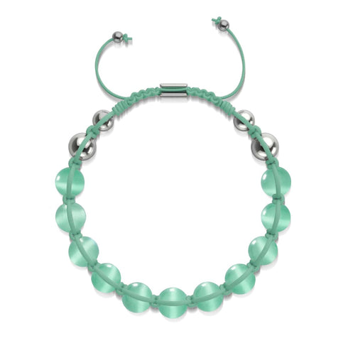 Blaugrün | Silber | Cheshire Glas Charmballa Armband