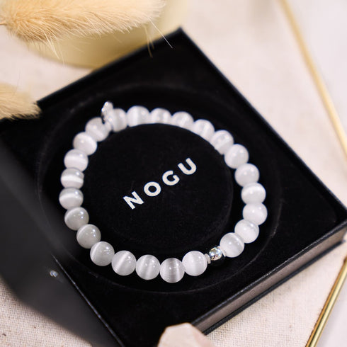 Weiß | 925 Sterling Silber | Cheshire Glas Armband