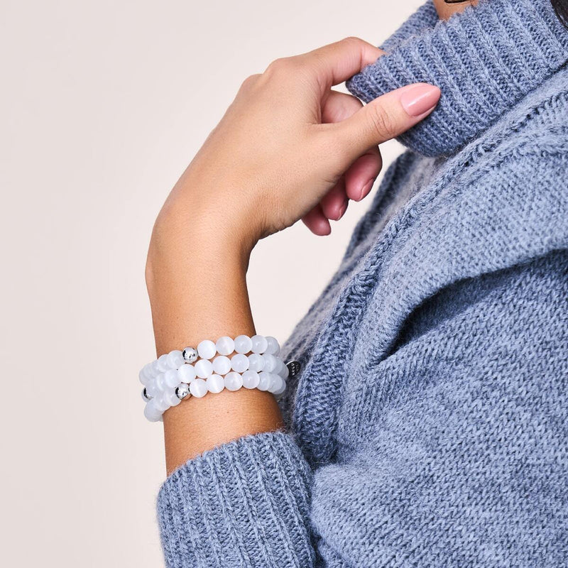 Weiß | 925 Sterling Silber | Cheshire Glas Armband