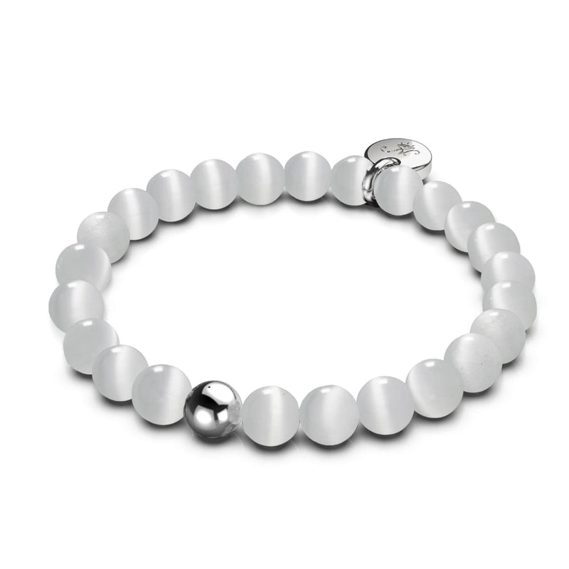 Weiß | 925 Sterling Silber | Cheshire Glas Armband