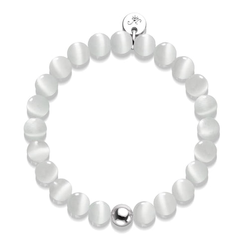 Weiß | 925 Sterling Silber | Cheshire Glas Armband