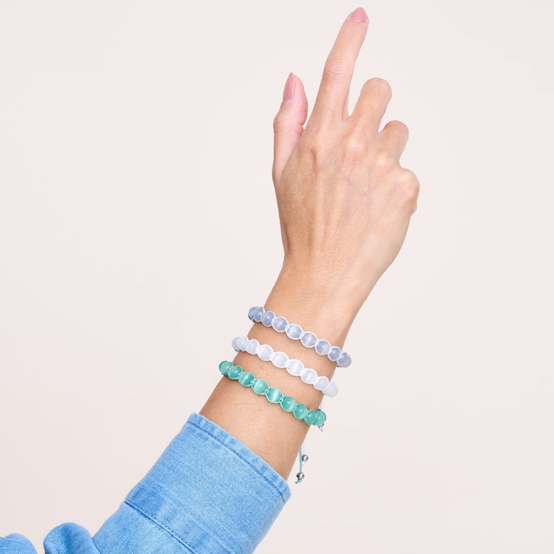 Weiß | Silber | Cheshire Glas Charmballa Armband