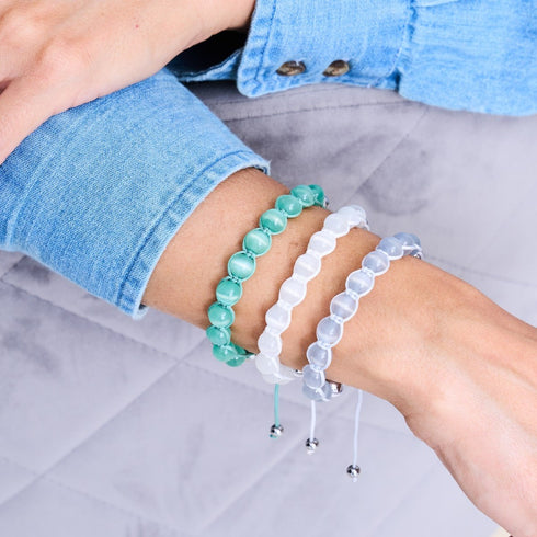 Weiß | Silber | Cheshire Glas Charmballa Armband