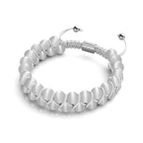 Weiß | Silber | Cheshire Glas Doppel Makramee Armband