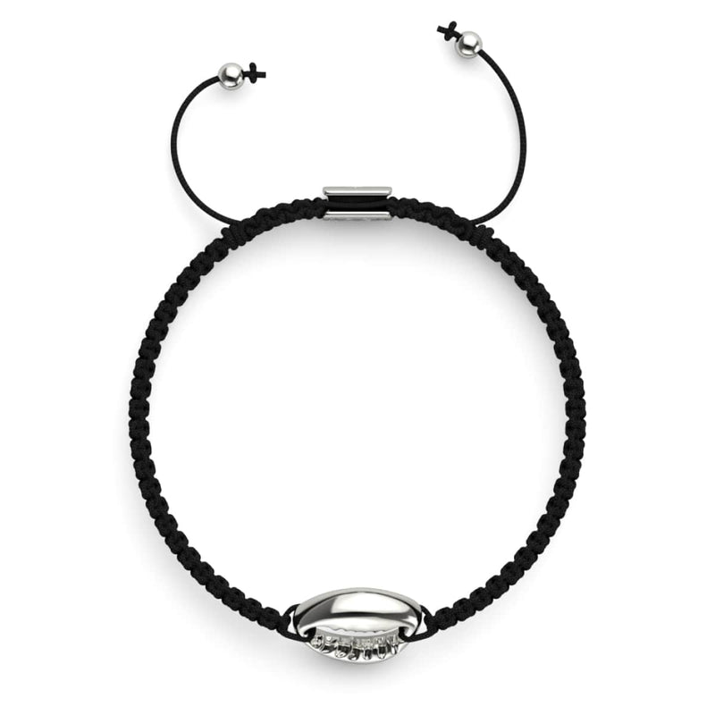 Schwarzes Makramee-Armband aus Kauri-Muschel | 925er Sterlingsilber