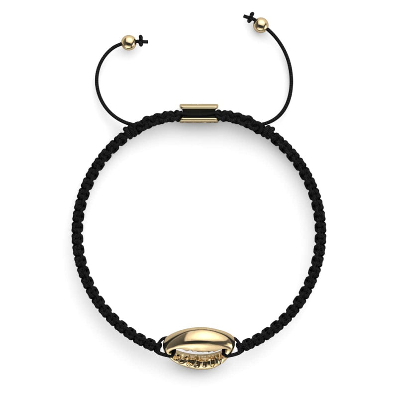 Kaurimuschel Schwarzes Makramee Armband | 925 Sterling Silber Gold Vermeil