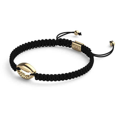 Kaurimuschel Schwarzes Makramee Armband | 925 Sterling Silber Gold Vermeil