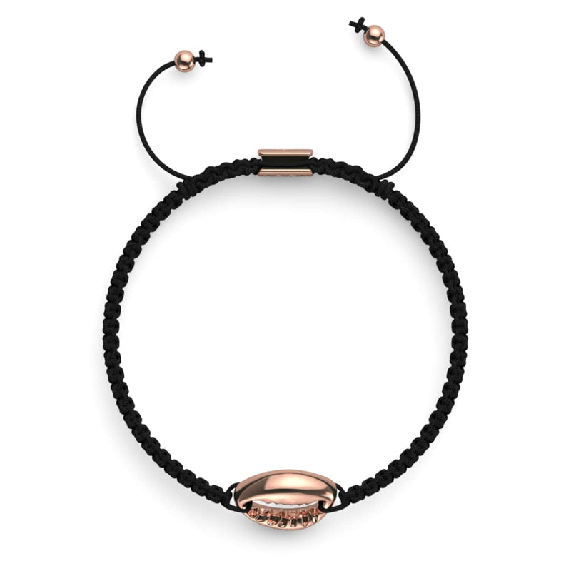Kaurimuschel Schwarzes Makramee Armband | 925 Sterling Silber Roségold Vermeil