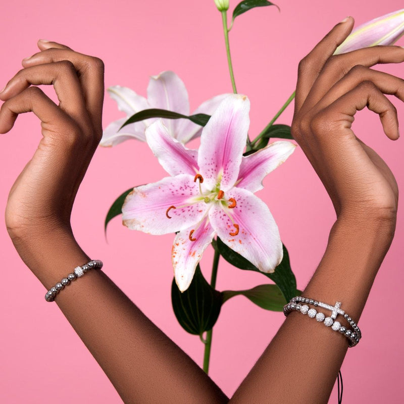 Gesegnet | Silber | Kristallkreuz-Charm-Armband