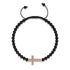 Kristallkreuz | 18 Karat Roségold & Rotguss | Schwarz | Makramee Charmballa Armband