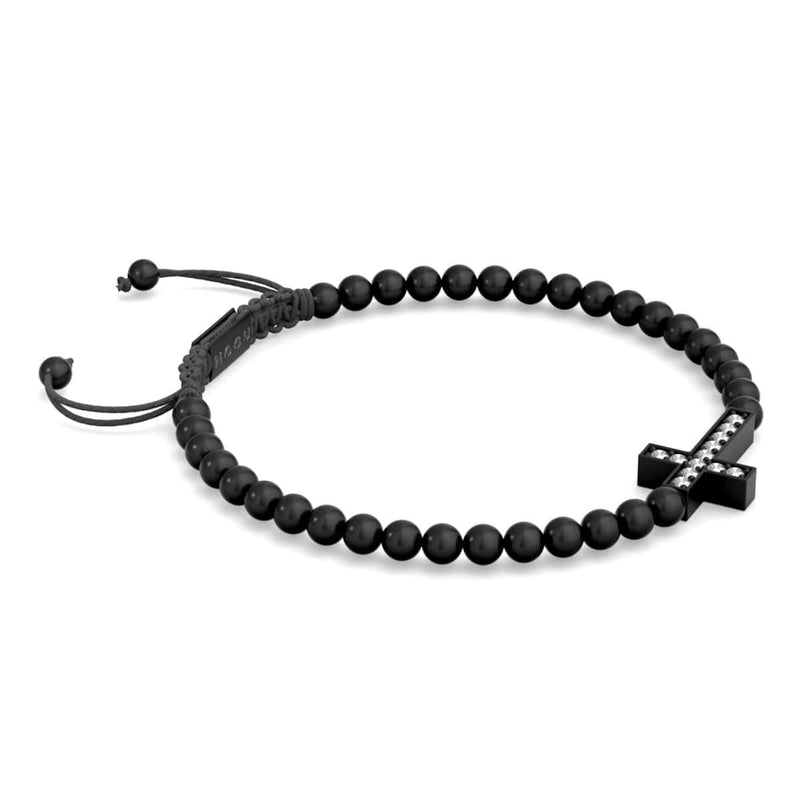 Kristallkreuz | Rotguss | Schwarz | Makramee Charmballa Armband