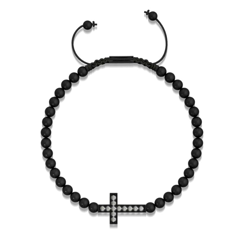 Kristallkreuz | Rotguss | Schwarz | Makramee Charmballa Armband