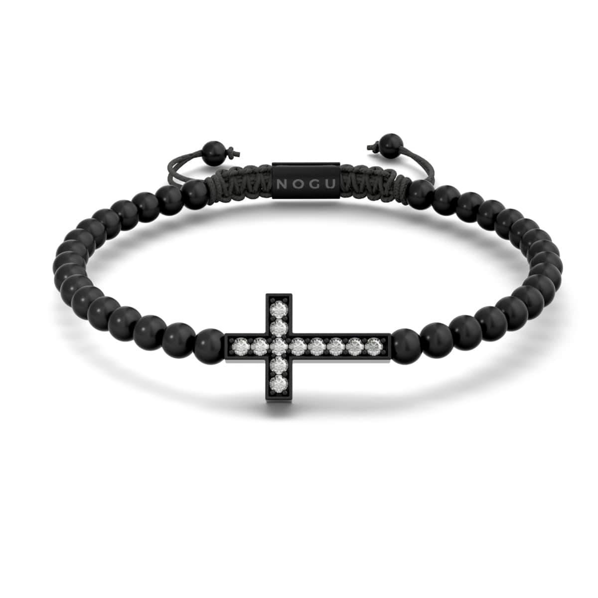 Kristallkreuz | Rotguss | Schwarz | Makramee Charmballa Armband
