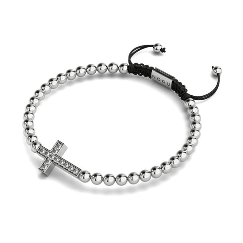 Kristallkreuz | Silber | Schwarz | Makramee Charmballa Armband
