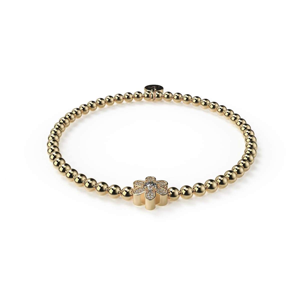 Narzisse | 18 Karat Gold | Weißes Kristall-Charm-Armband