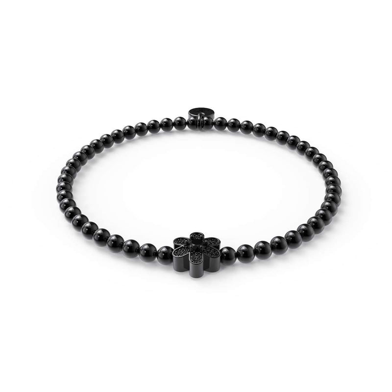 Narzisse | Rotguss | Schwarzes Kristall-Charm-Armband