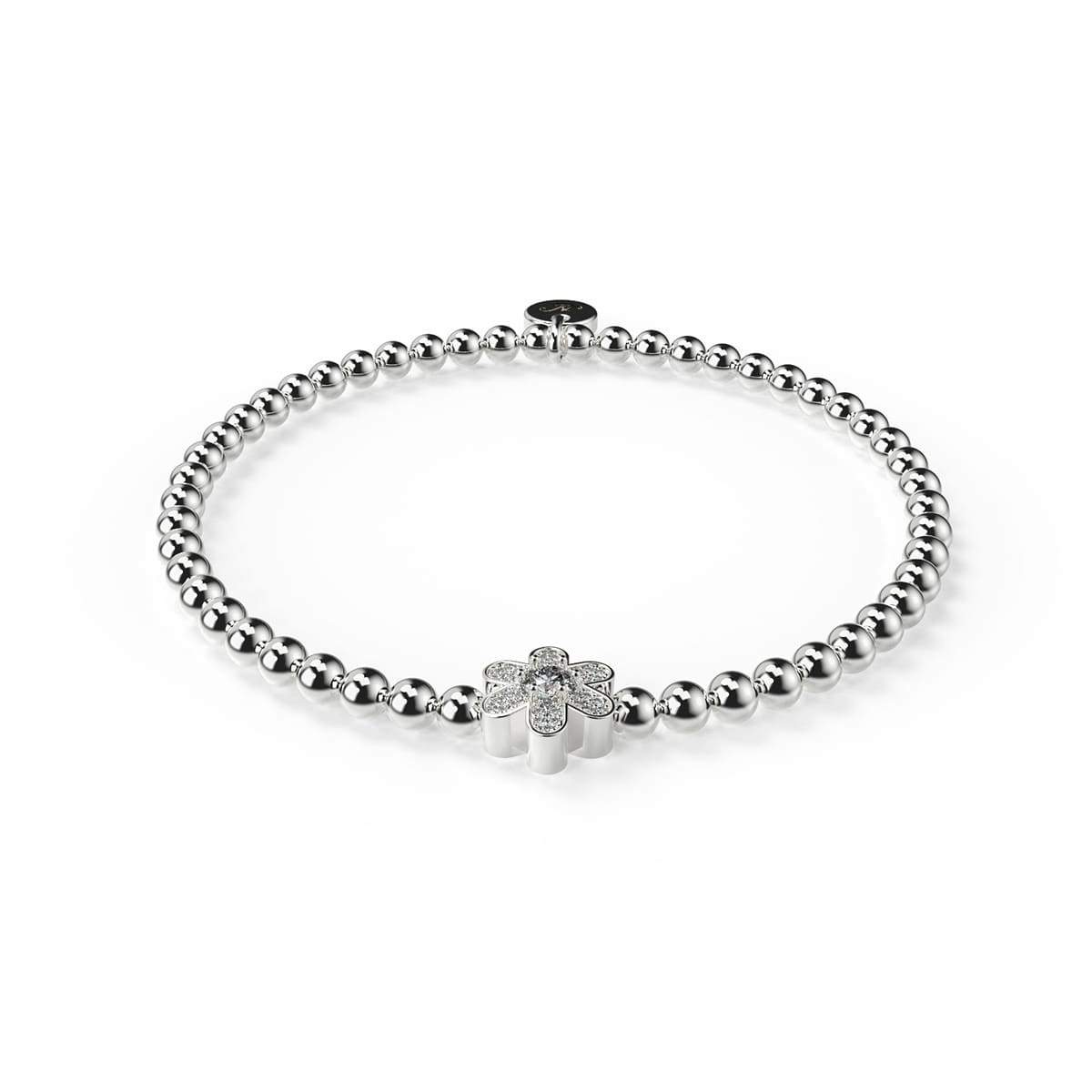 Narzisse | Silber | Weißes Kristall-Charm-Armband