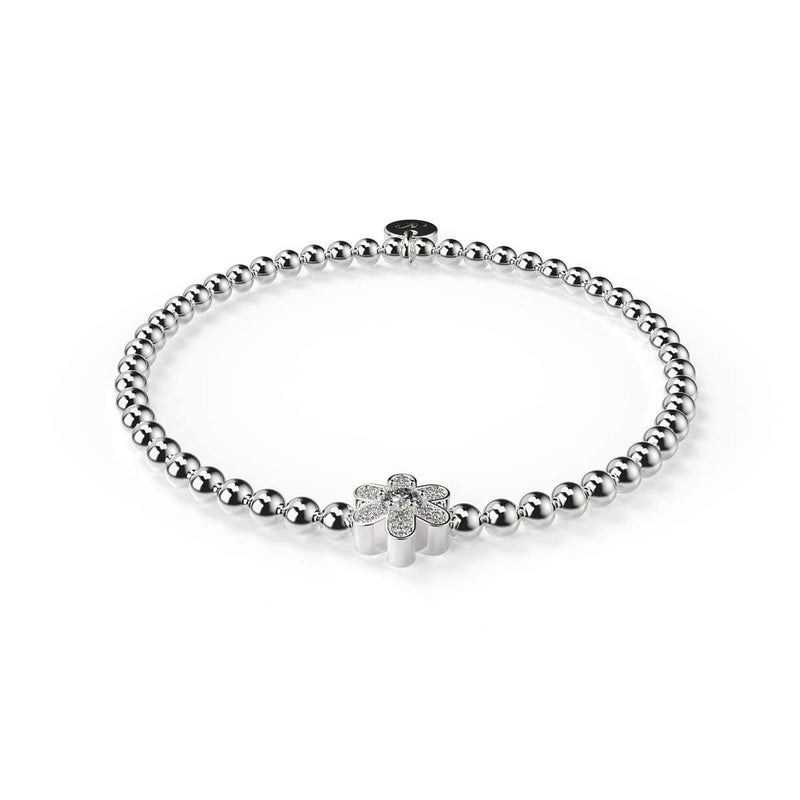Narzisse | Silber | Weißes Kristall-Charm-Armband