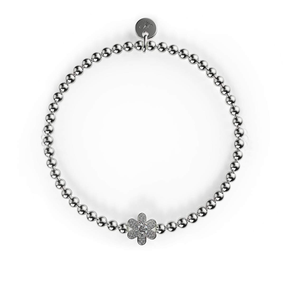 Narzisse | Silber | Weißes Kristall-Charm-Armband
