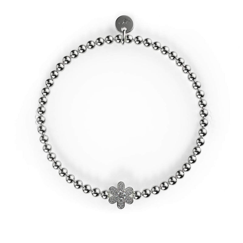 Narzisse | Silber | Weißes Kristall-Charm-Armband