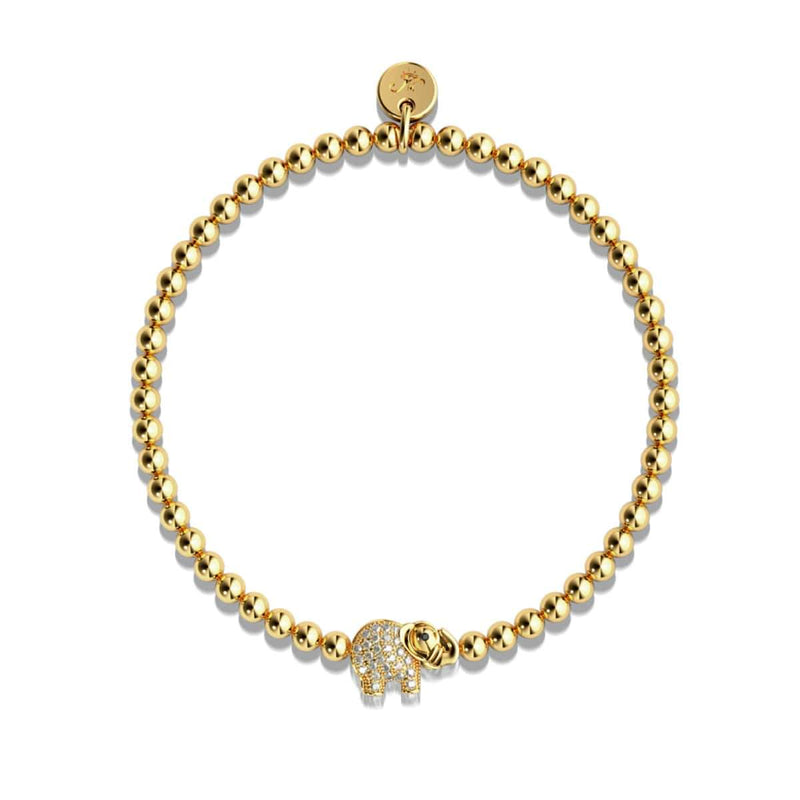 Heiligtum | 18 Karat Gold | Kristall-Elefanten-Charm-Armband