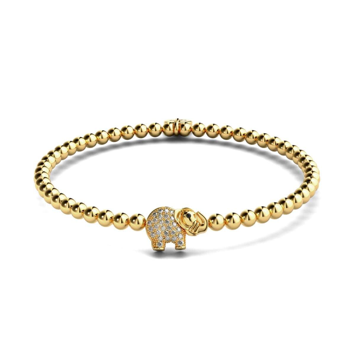 Heiligtum | 18 Karat Gold | Kristall-Elefanten-Charm-Armband