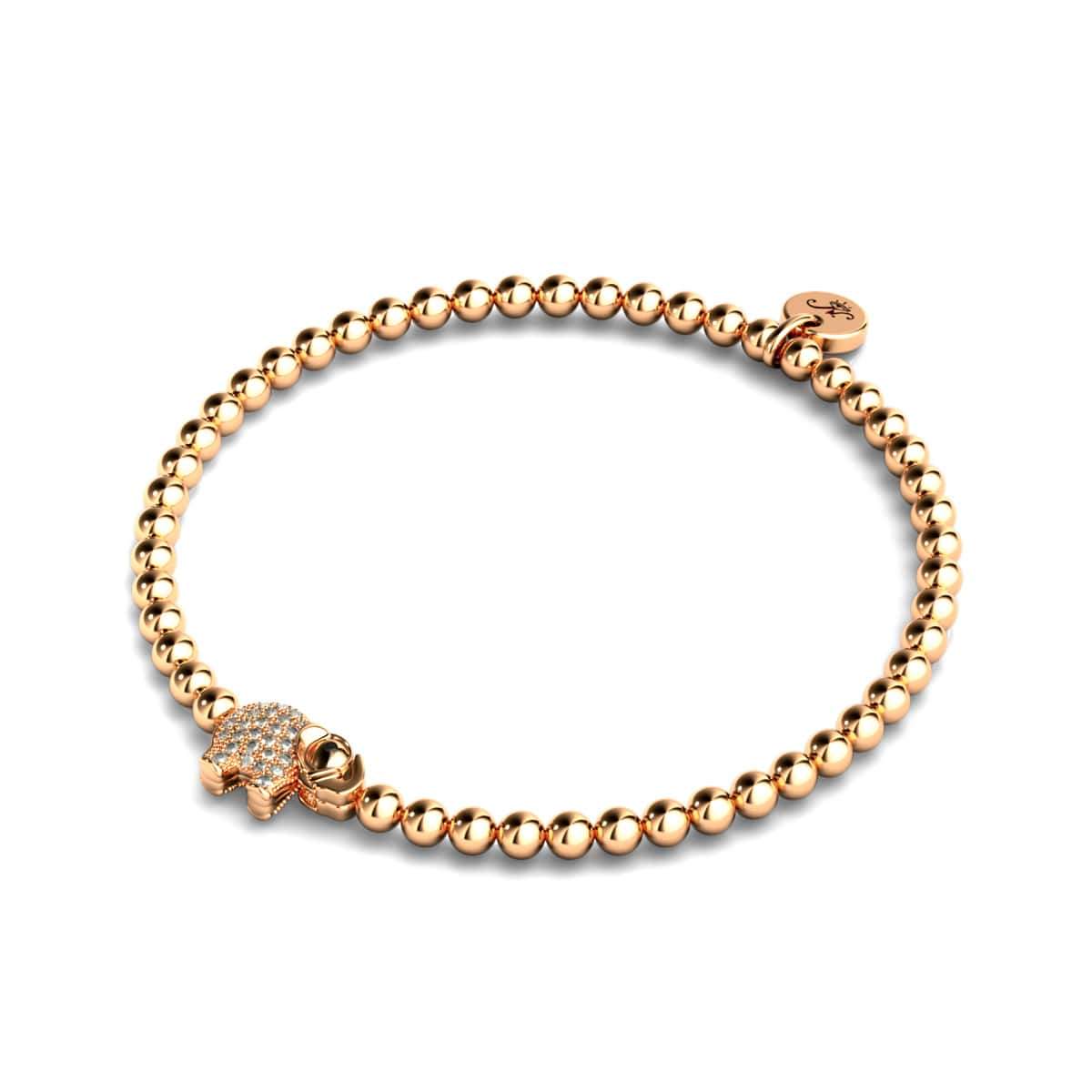Heiligtum | 18 Karat Roségold | Kristall-Elefanten-Charm-Armband