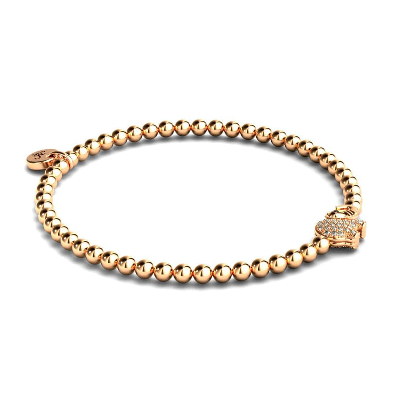 Heiligtum | 18 Karat Roségold | Kristall-Elefanten-Charm-Armband