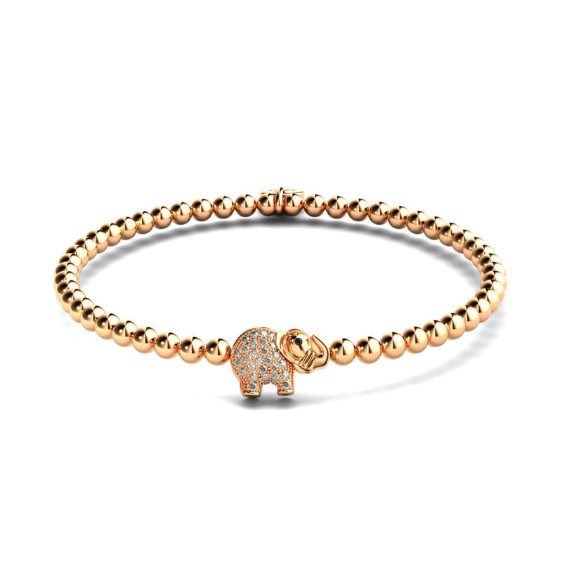Heiligtum | 18 Karat Roségold | Kristall-Elefanten-Charm-Armband