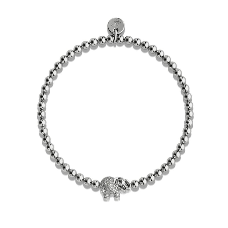 Heiligtum | Silber | Kristall-Elefanten-Charm-Armband