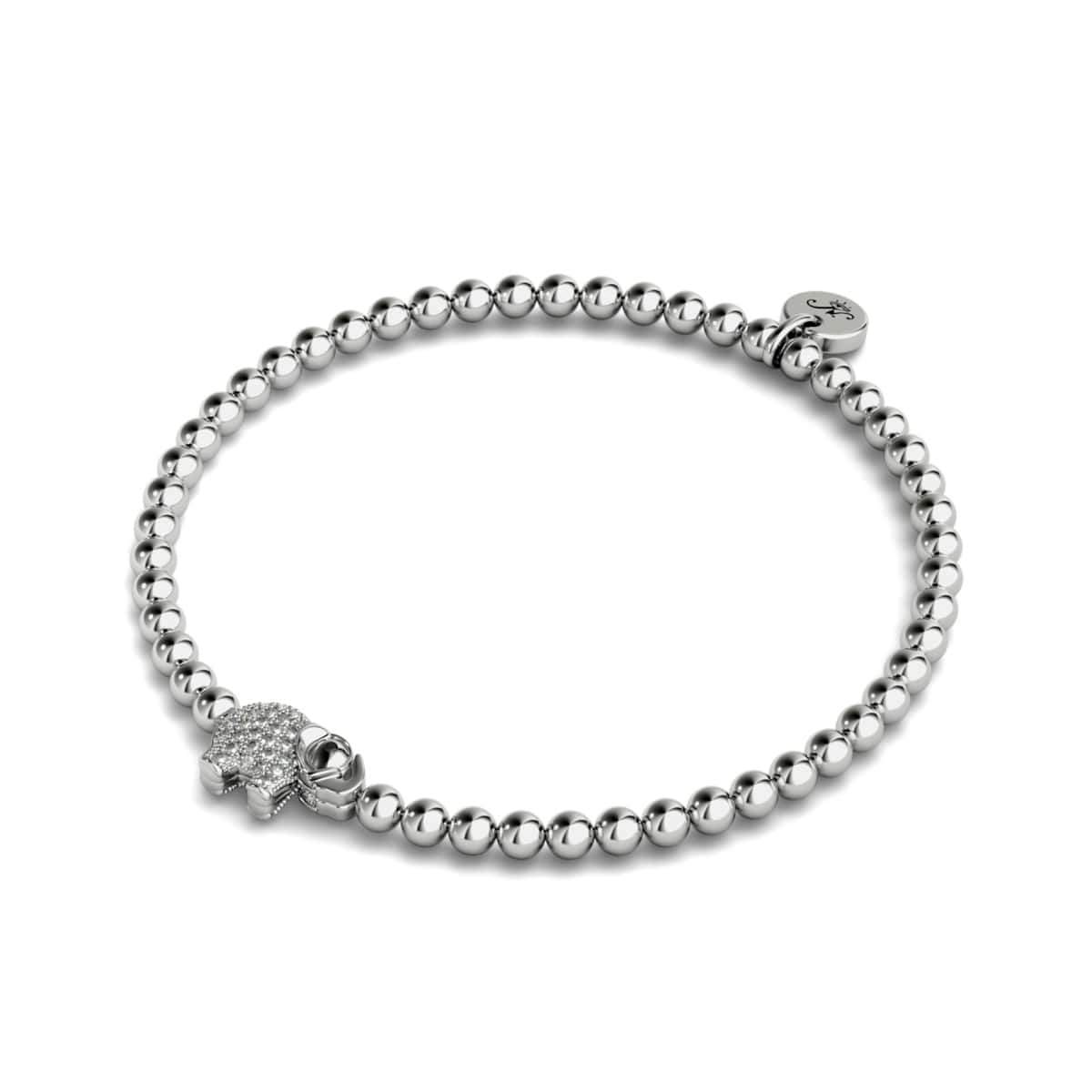 Heiligtum | Silber | Kristall-Elefanten-Charm-Armband