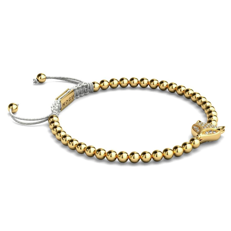 Kristallfuchs | 18 Karat Gold | Weiß | Makramee Charmballa Armband