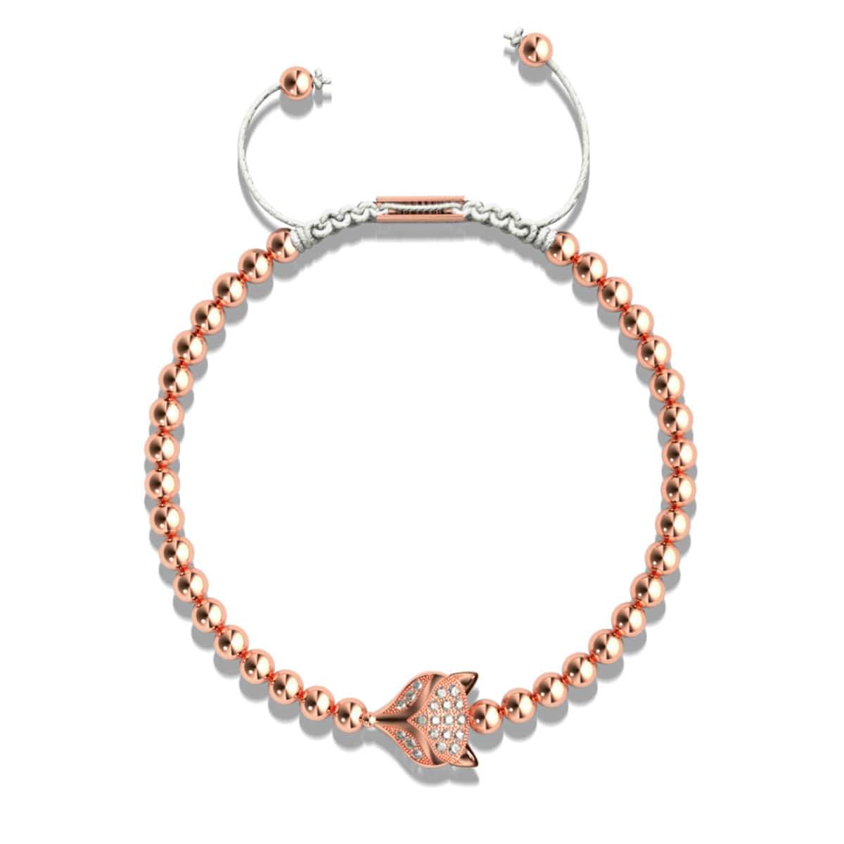 Kristallfuchs | 18 Karat Roségold | Weiß | Makramee Charmballa Armband