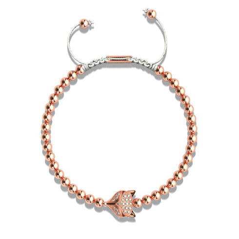 Kristallfuchs | 18 Karat Roségold | Weiß | Makramee Charmballa Armband