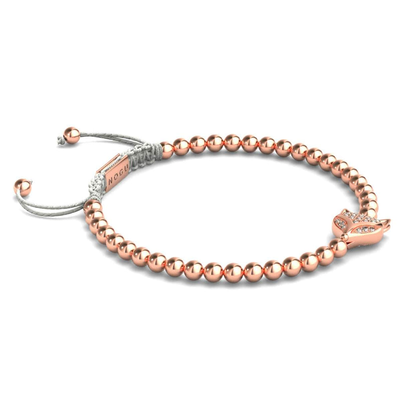 Kristallfuchs | 18 Karat Roségold | Weiß | Makramee Charmballa Armband