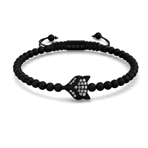 Kristallfuchs | Rotguss | Schwarz | Makramee Charmballa Armband