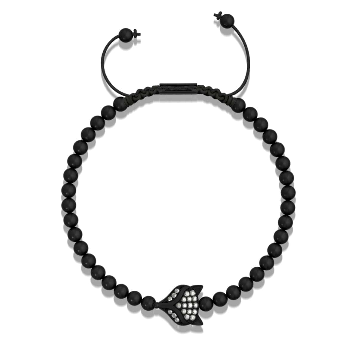 Kristallfuchs | Rotguss | Schwarz | Makramee Charmballa Armband