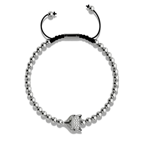 Kristallfuchs | Silber | Schwarz | Makramee Charmballa Armband